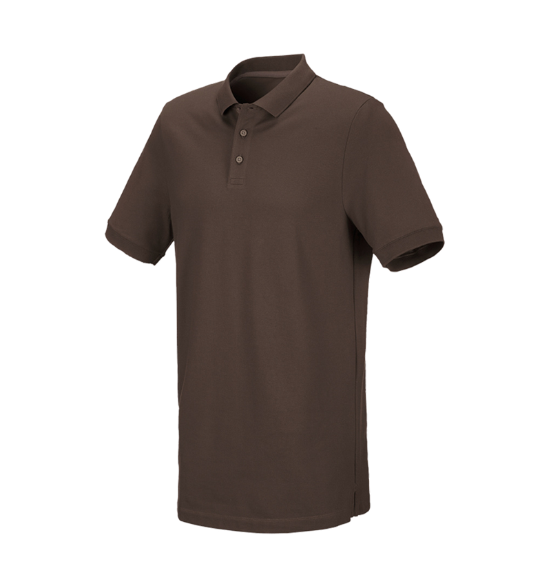 Topics: e.s. Piqué-Polo cotton stretch, long fit + chestnut 2