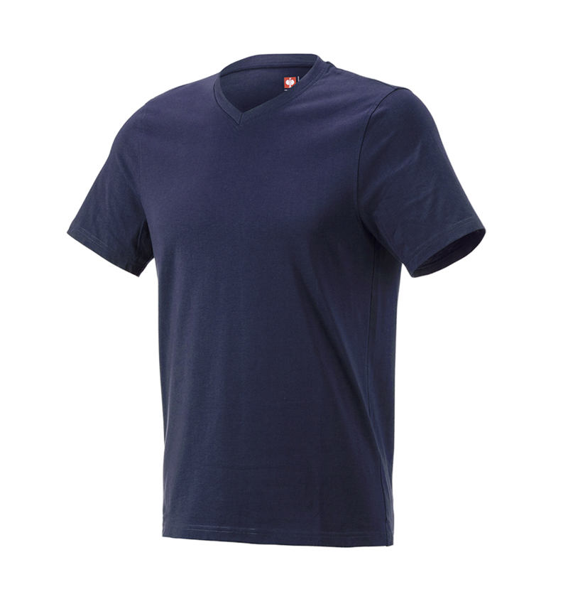 T-Shirts, Pullover & Skjorter: e.s. T-Shirt cotton V-Neck + mørkeblå 2