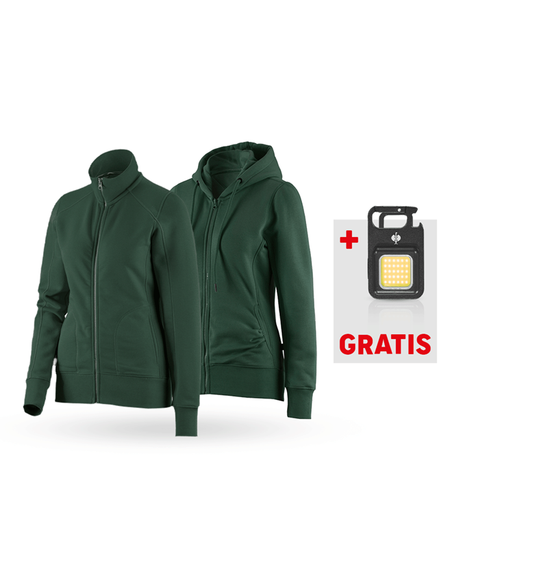 Tøjsæt: SÆT: Sweatjakke + Hoody-sweatjakke poly cotton, d. + grøn