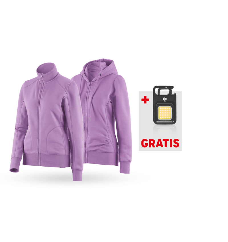 Tøjsæt: SÆT: Sweatjakke + Hoody-sweatjakke poly cotton, d. + lavendel