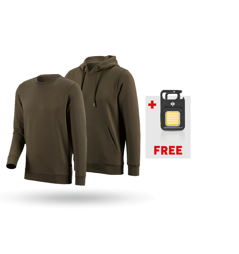 Shirts, Pullover & more: SET: e.s. Hoody sweatshirt+ Sweatshirt poly cotton + olive