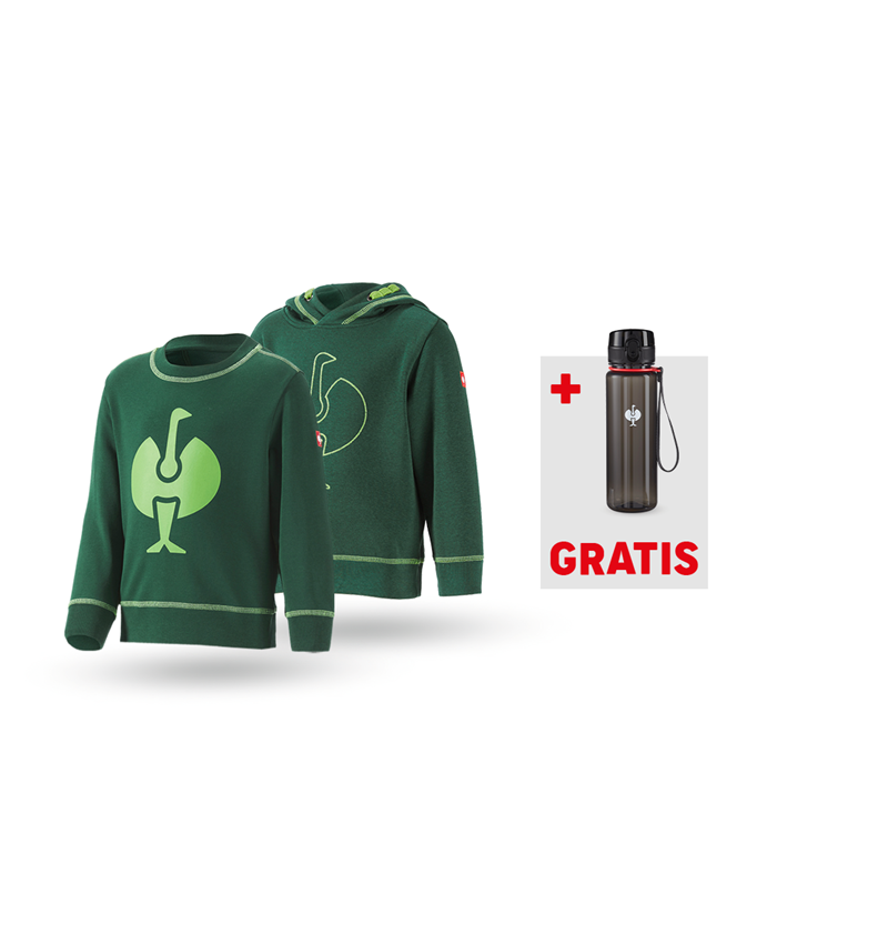 Beklædning: SÆT: Hoody + Sweatshirt e.s.motion 2020, børne + grøn/havgrøn