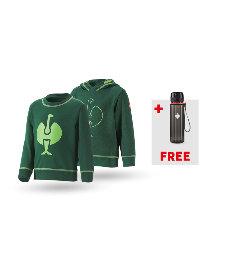 Clothing: SET: Hoody + sweatshirt e.s.motion 2020, children + green/seagreen