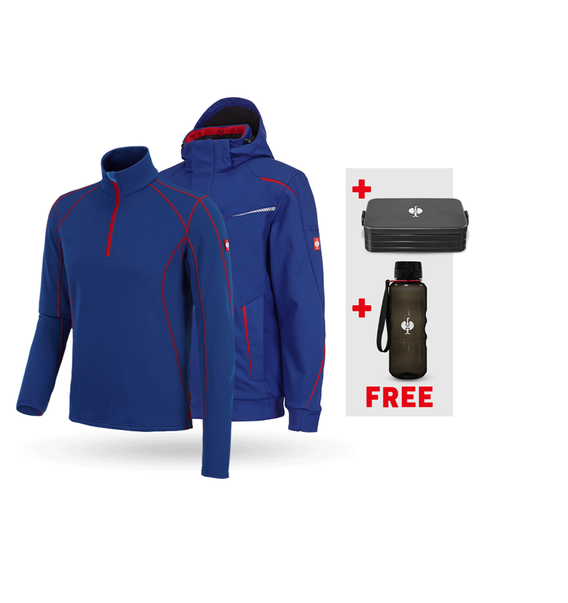 Clothing: SET:Winter softshell jacket+troyer e.s.motion 2020 + royalblue/fiery red