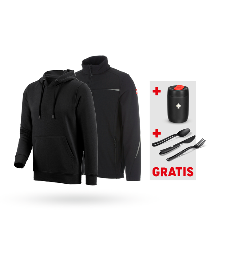 Beklædning: SÆT: Softshelljakke e.s.motion 2020 + hoody + sort