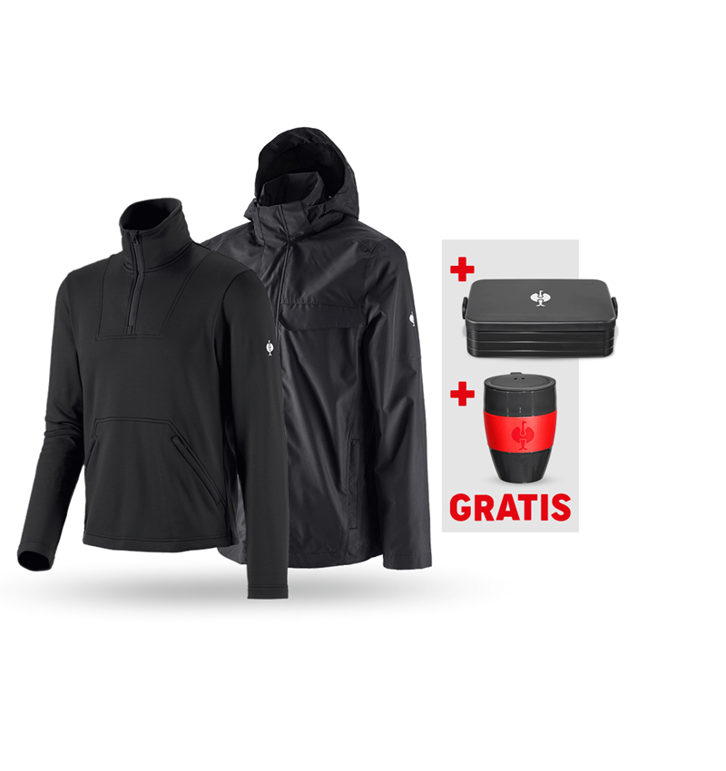 Beklædning: SÆT: Regnjakke + Pullover høj krave e.s.concrete + sort