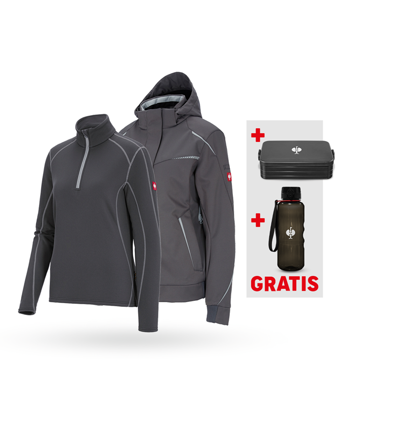 Beklædning: SÆT: Vinters.jakke e.s.motion 2020+pullover, damer + antracit/platin