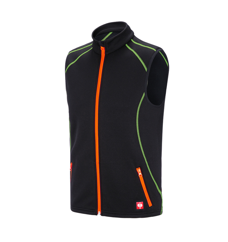Arbejdsveste: Funktionsvest termo stretch e.s.motion 2020 + sort/advarselsgul/advarselsorange 2
