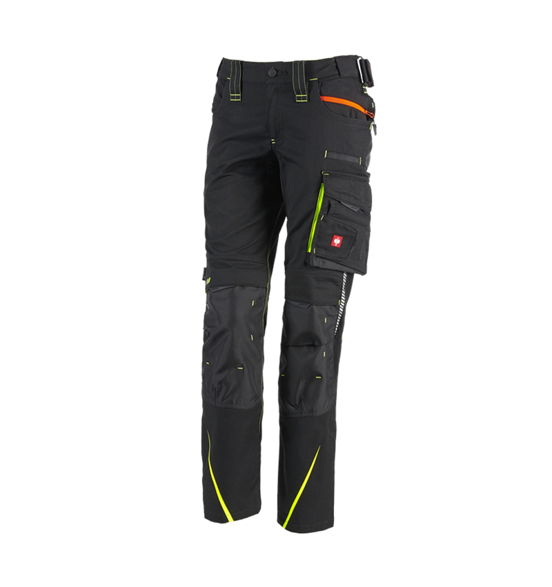 Work Trousers: Ladies' trousers e.s.motion 2020 winter + black/high-vis yellow/high-vis orange 4