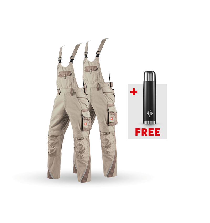 Work Trousers: SET: 2x Bib & brace e.s.motion + clay/peat