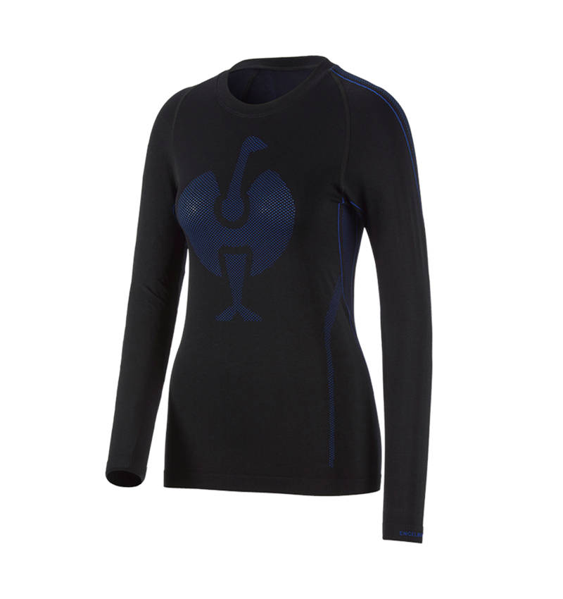 Funktionelt Undertøj: e.s. T-shirt med lange ærmer seamless - warm,damer + sort/ensianblå 2