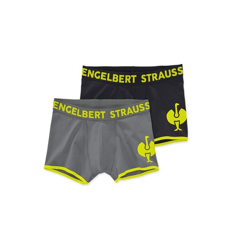 Undertøj | Termotøj: Pants cotton stretch e.s.trail, 2-pak + sort/syregul+basaltgrå/syregul