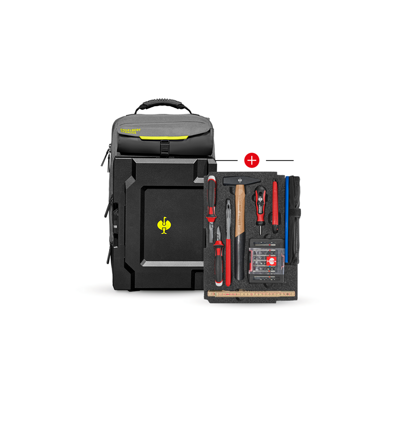 STRAUSSbox System: Insert Allround Classic + STRAUSSbox backpack + basaltgrey/acid yellow