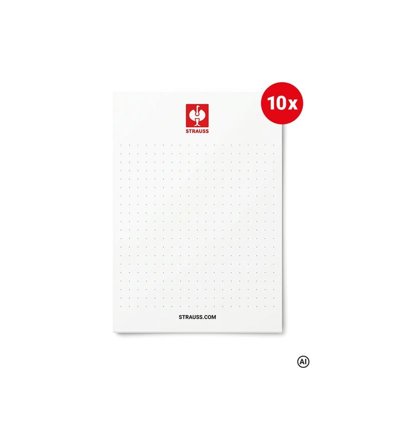 AI-genereret / modificeret - Papirprodukter: STRAUSS notesblok A6, pakke med 10 stk.