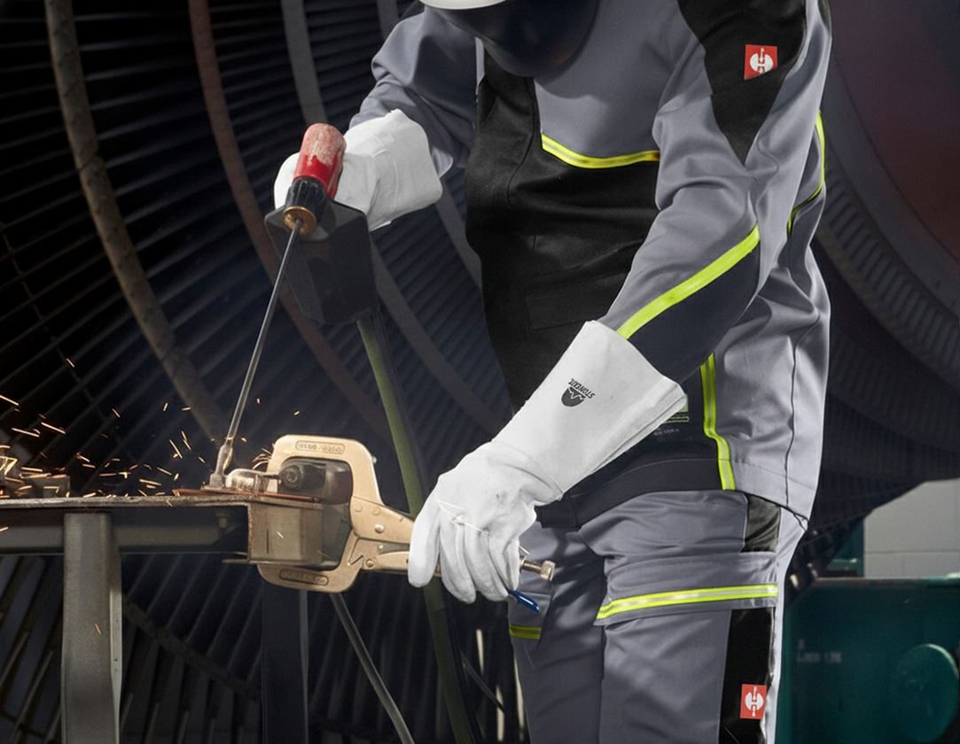 Leather: Leather welder's gloves, long