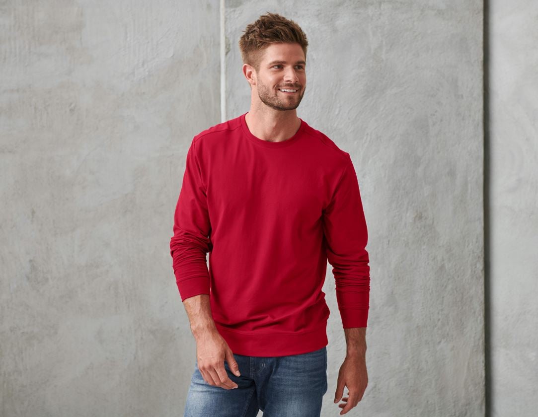 Shirts, Pullover & more: e.s. Longsleeve cotton stretch + fiery red