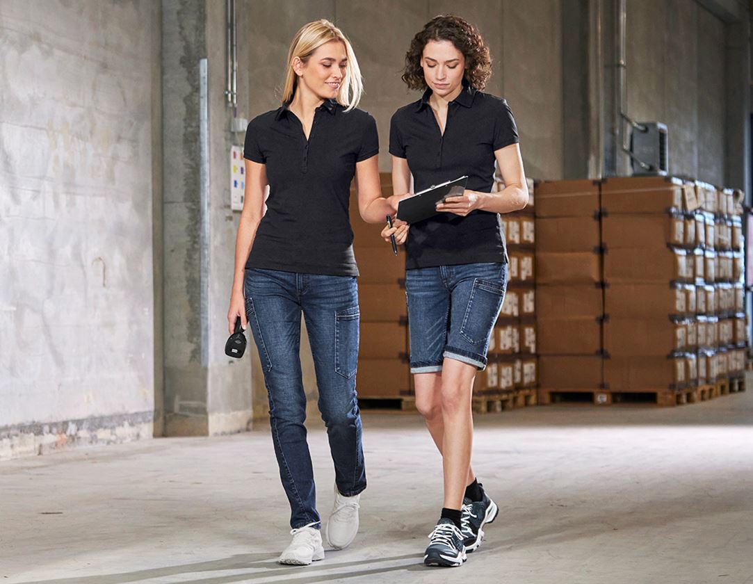 T-Shirts, Pullover & Skjorter: e.s. Polo-Shirt cotton stretch, damer + sort 2