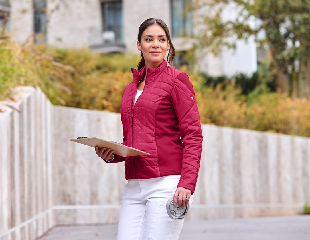 Work Jackets: e.s. Function quilted jacket thermo stretch,ladies + berry 1