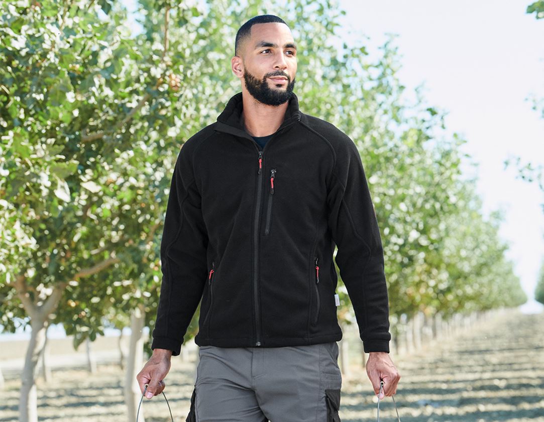 Work Jackets: Functional fleece jacket dryplexx® wind + black