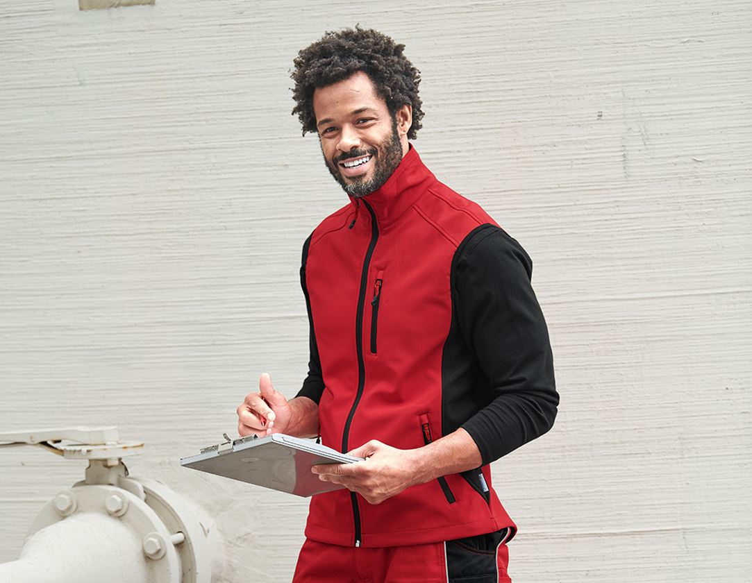 Arbejdsveste: Softshellvest dryplexx® softlight + rød/sort 1