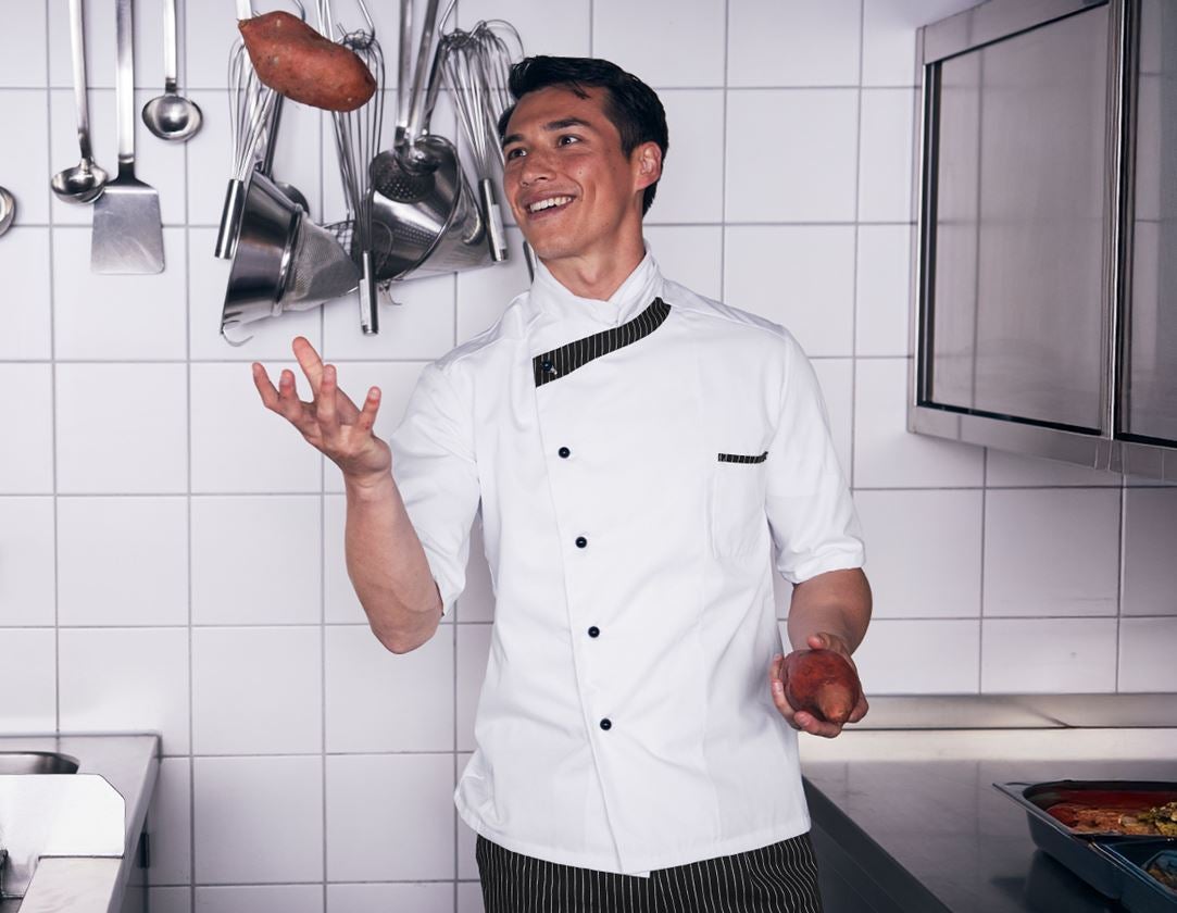 T-Shirts, Pullover & Skjorter: Kokkejakke Elegance, halvlange ærmer + hvid/sort