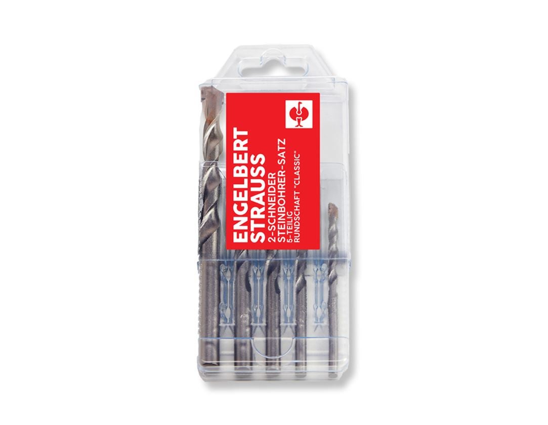 Drills: e.s. 2-blade stone drill set round shaft classic 1
