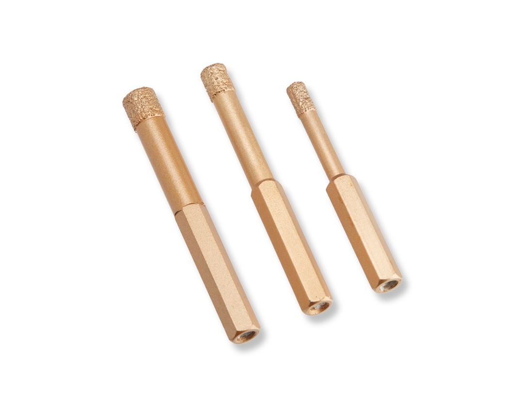 Drills: e.s. Diamond tile drill set, hex shaft 1