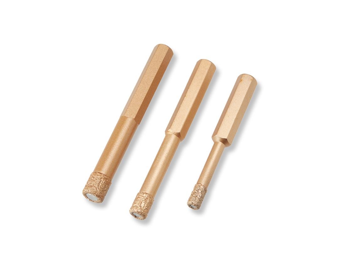 Drills: e.s. Diamond tile drill set, hex shaft