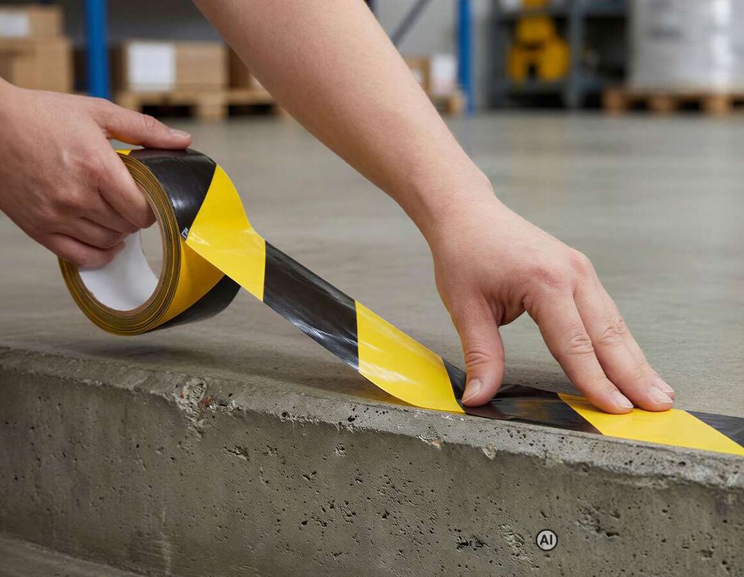 AI-generated / modified - Plastic bands | crepe bands: Warning tape, self-adhesive + yellow/black