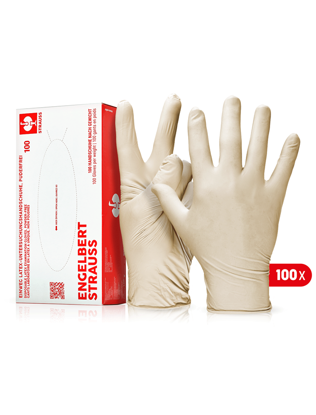 Coated: Disposable latex examination gloves, powder-free + nature