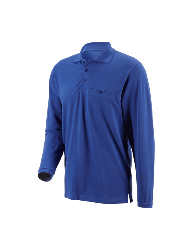 Topics: e.s. Longsleeve polo cotton Pocket + royalblue