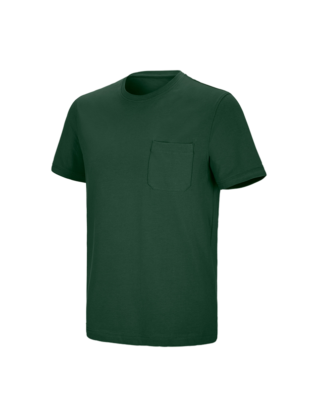Emner: e.s. T-shirt cotton stretch Pocket + grøn