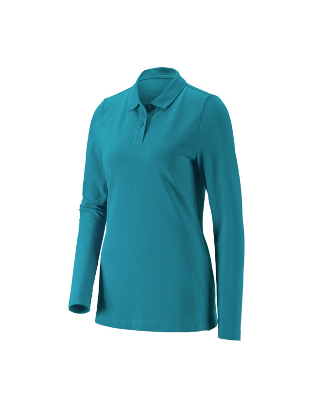 Topics: e.s. Pique-Polo longsleeve cotton stretch,ladies' + ocean