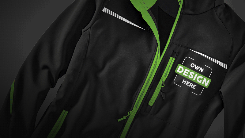 Work jacket e.s.motion 2020 with print and embroidery embellishment