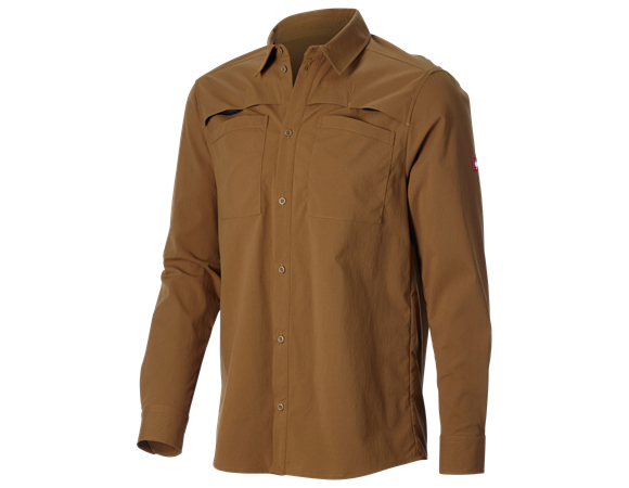Work shirt e.s.t:aktik, long sleeved, desertbrown