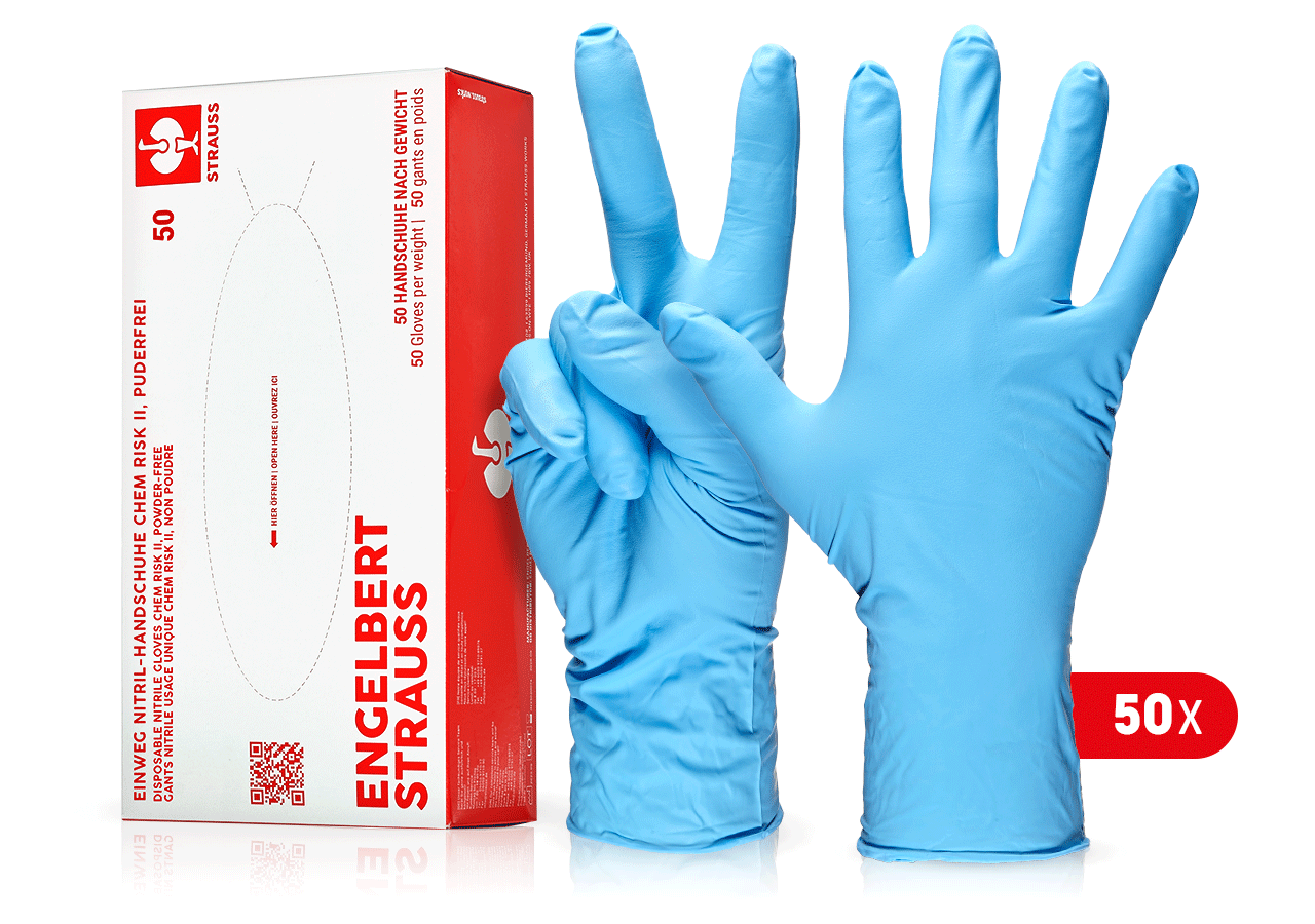 Einweghandschuhe: Einweg Nitril-Handschuhe Chem Risk II,puderfrei