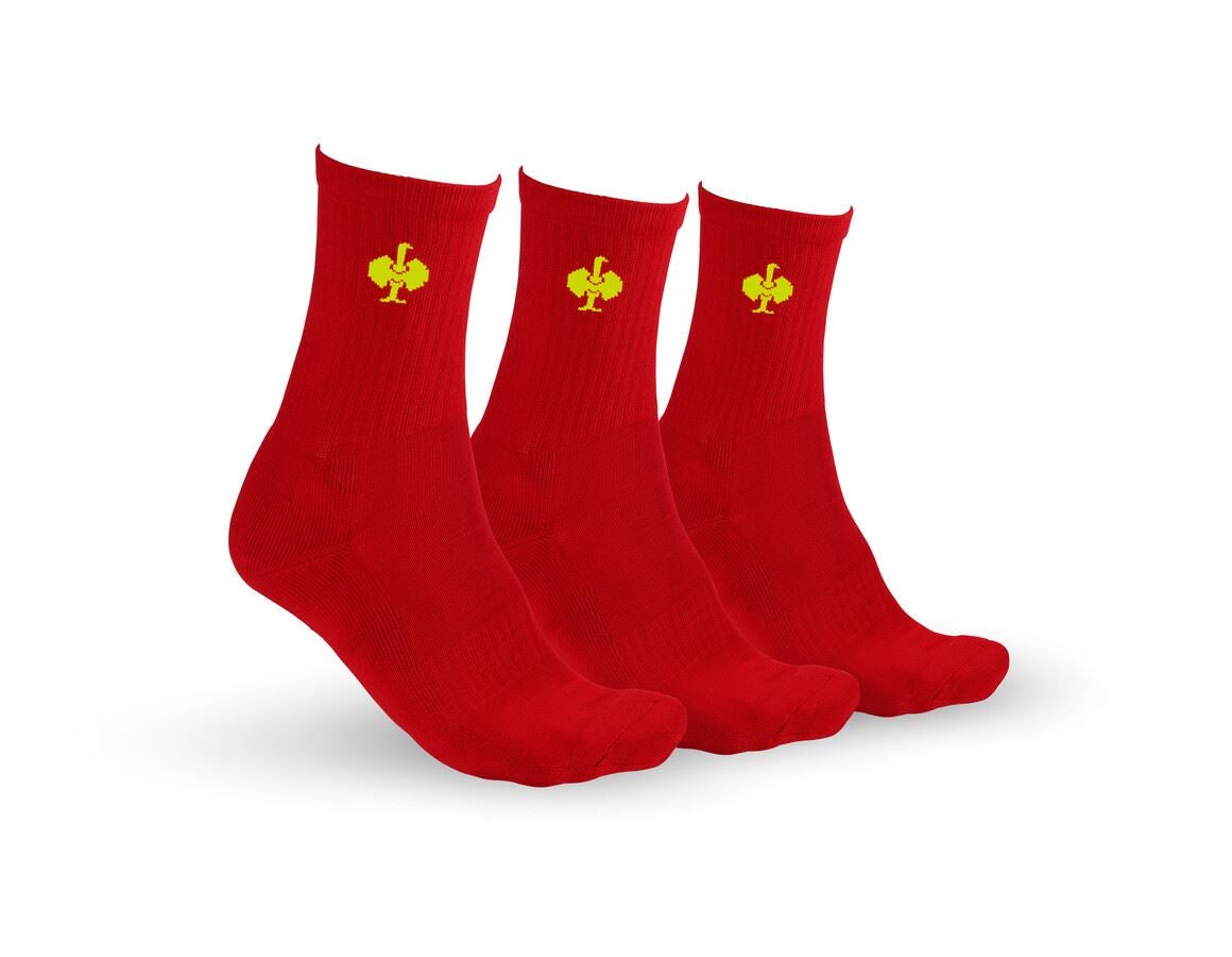Socks: e.s. Allround socks Classic light/high, pack of 3 + fiery red/high-vis yellow