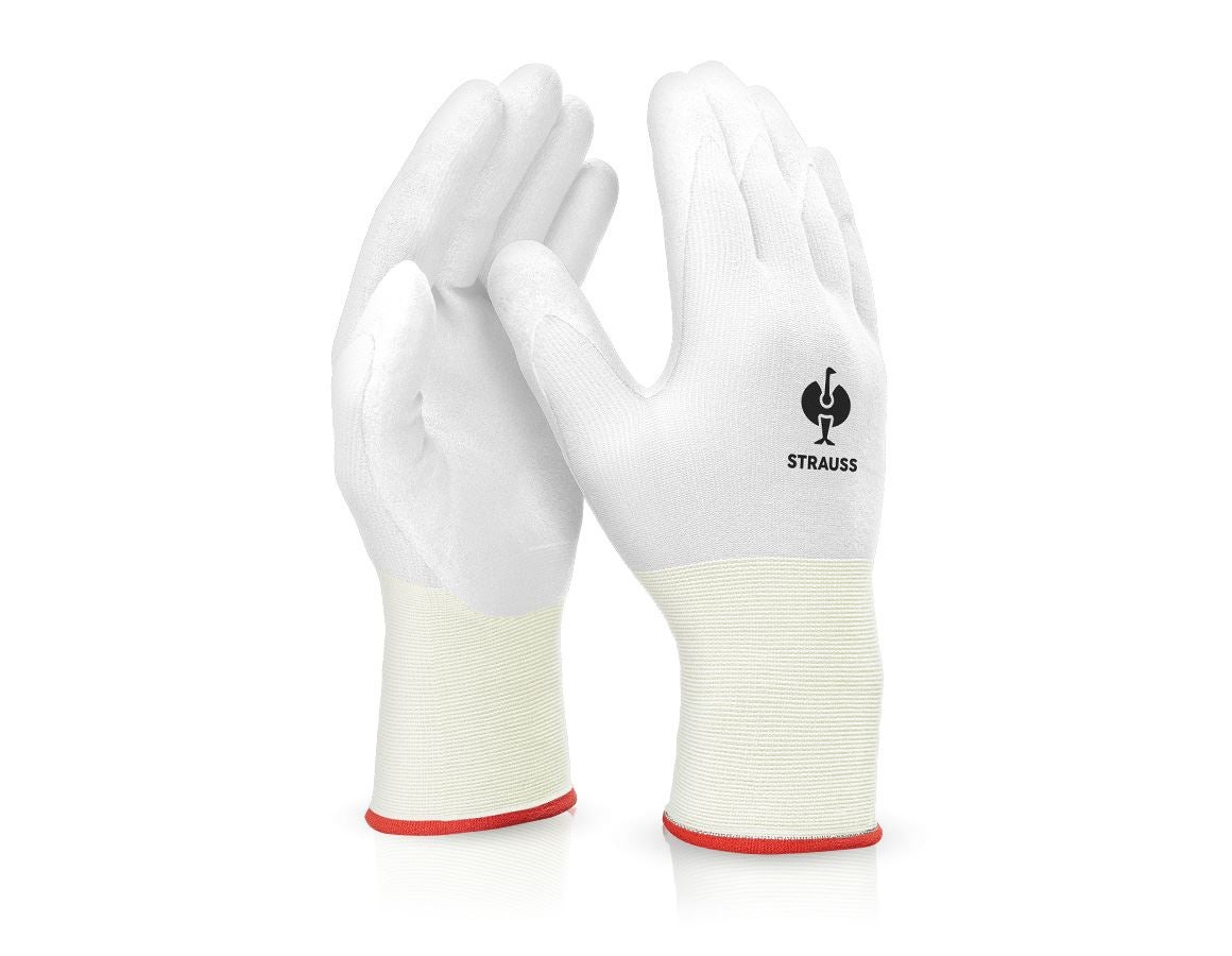 Coated: PU micro gloves + white
