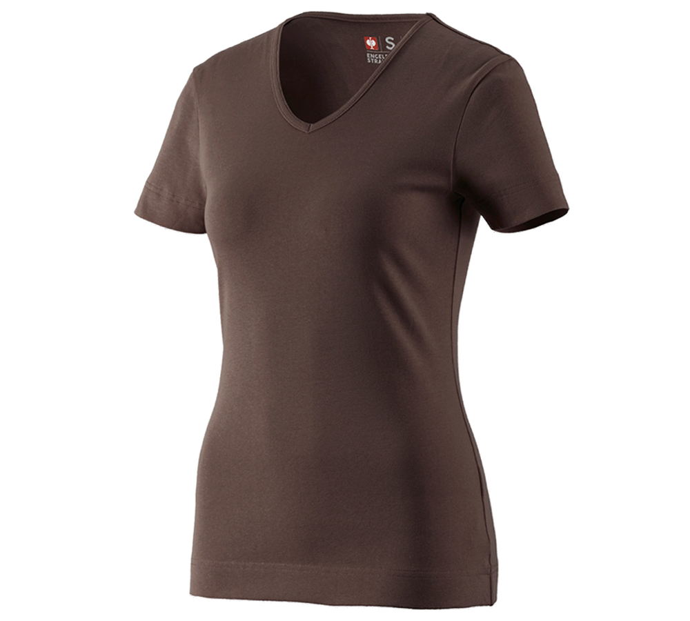 Gartenarbeit: e.s. T-Shirt cotton V-Neck, Damen + kastanie