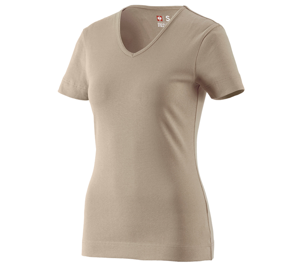 Gartenarbeit: e.s. T-Shirt cotton V-Neck, Damen + lehm