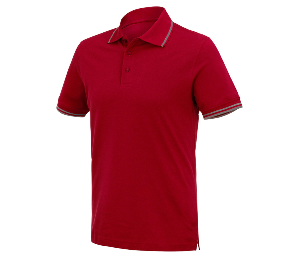 Shirts, Pullover & more: e.s. Polo shirt cotton Deluxe Colour + fiery red/aluminium