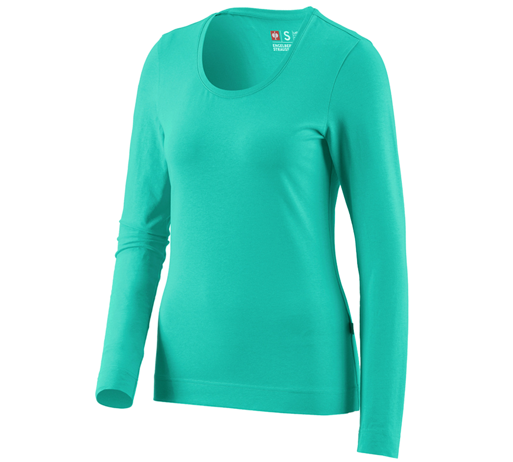 Shirts & Co.: e.s. Longsleeve cotton stretch, Damen + lagune
