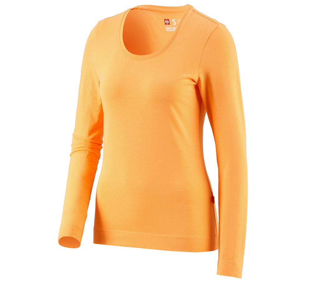 Shirts & Co.: e.s. Longsleeve cotton stretch, Damen + hellorange