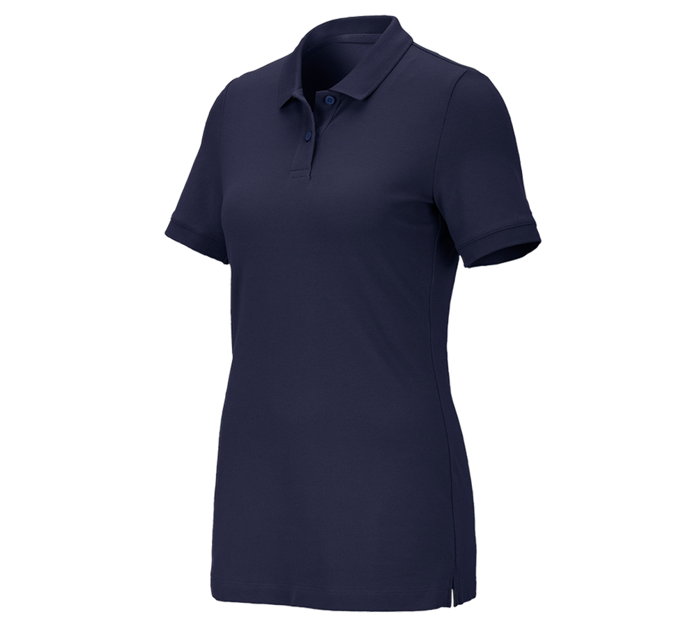 Topics: e.s. Piqué-Polo cotton stretch, ladies' + navy