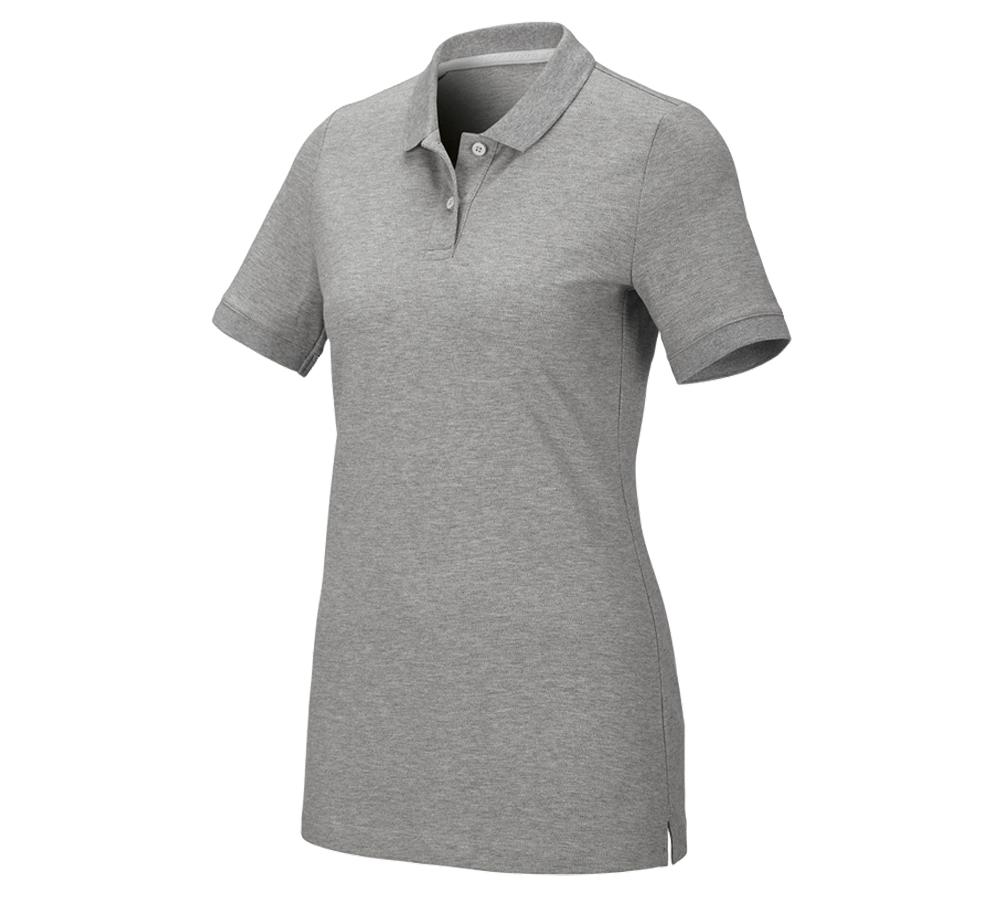 Topics: e.s. Piqué-Polo cotton stretch, ladies' + grey melange