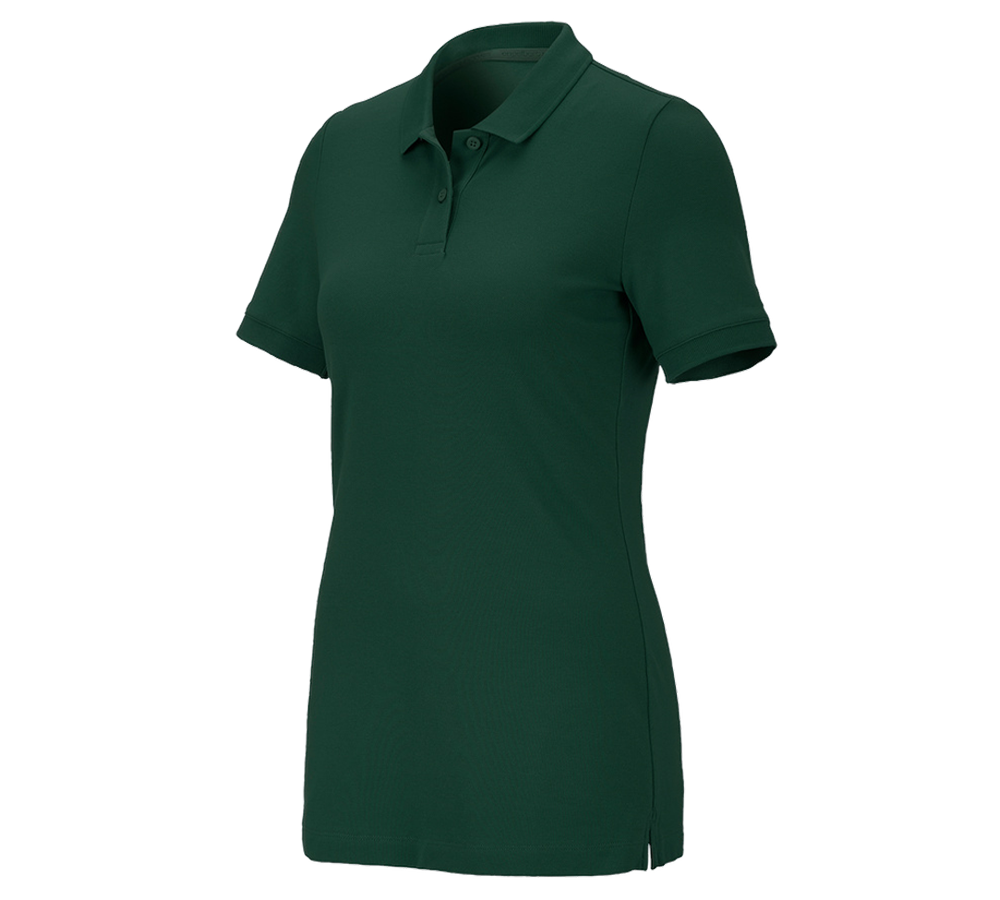 Topics: e.s. Piqué-Polo cotton stretch, ladies' + green