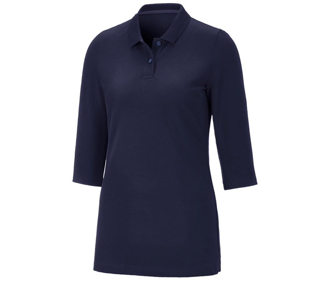 Themen: e.s. Piqué-Polo 3/4 Arm cotton stretch, Damen + dunkelblau