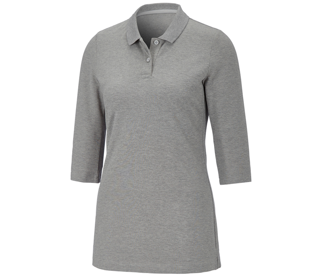 Themen: e.s. Piqué-Polo 3/4 Arm cotton stretch, Damen + graumeliert