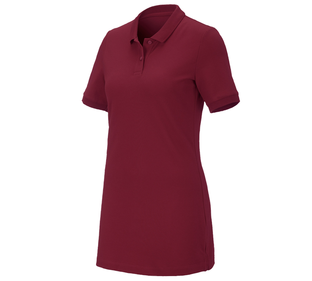 Topics: e.s. Pique-Polo cotton stretch, ladies', long fit + bordeaux