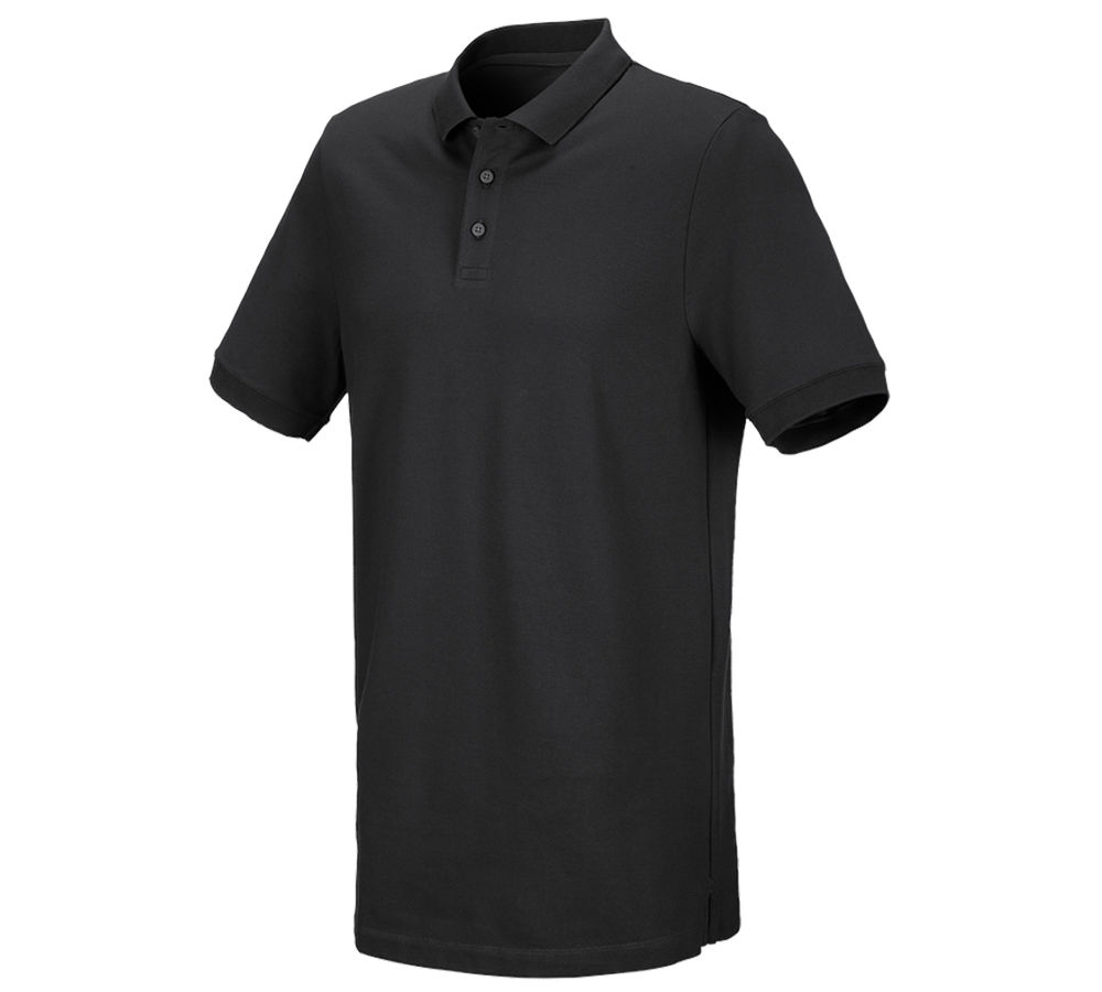 Topics: e.s. Piqué-Polo cotton stretch, long fit + black